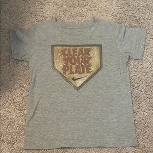 Nike Kids Gray Tee with Gold and Brown Graphic